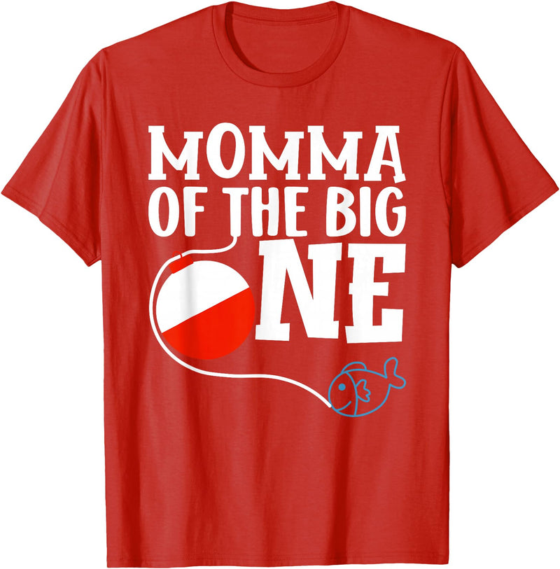 Family Ofishally One Birthday Theme Fishing Momma of The Big One Fishing Boy First Birthday Ofishally T-Shirt - Red