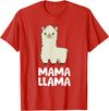 Llama Mama And Llama Papa Gifts Women Llama Mom Mama Llama T-Shirt - Red