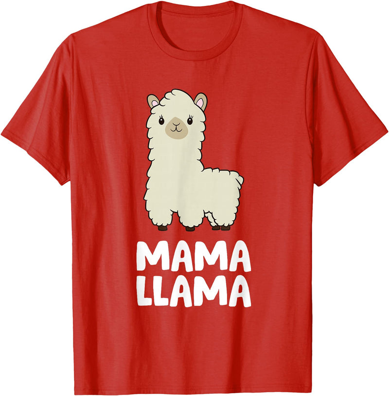 Llama Mama And Llama Papa Gifts Women Llama Mom Mama Llama T-Shirt - Red