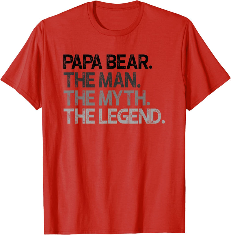 Papa Bear Gifts Papa Bear The Man The Myth Legend Gift T-Shirt - Red