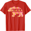 Proud Alaskan Bear Art Alaska State Pride Proud Alaskan Pink Grizzly Bear T-Shirt - Red
