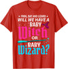 Halloween Gender Reveal Apparel Witch Or Wizard Gender Reveal Baby Shower Party Celebration T-Shirt - Red