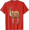 SubliminalFantasy Co. Sloth Llama Sloth Riding Llama Sloth Sleeping on Llama T-Shirt - Red