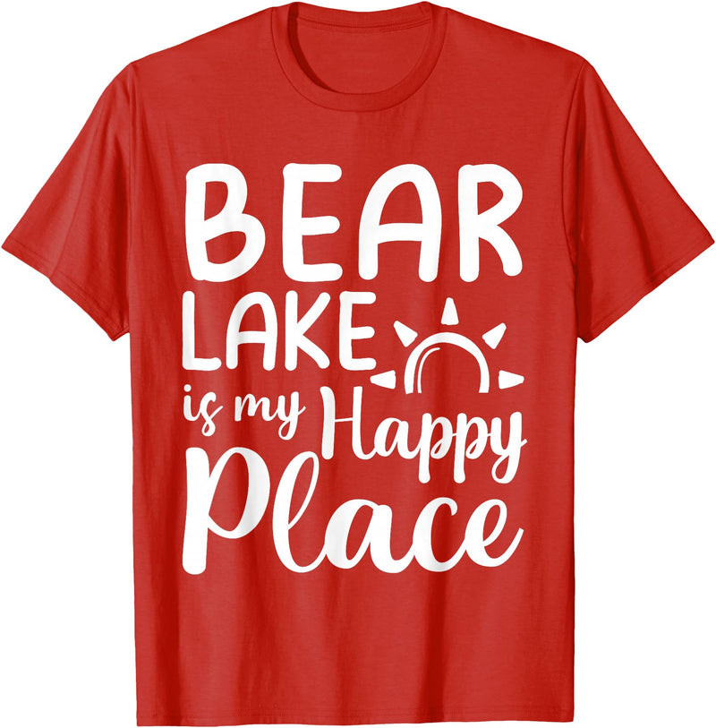 Lake Gifts & Accessories Bear Lake Is My Happy Place - Camping Nature Outdoor Lake T-Shirt - Red
