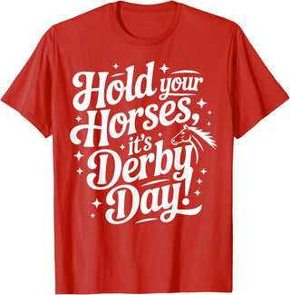 Witty Roller Derby & Sports Tees Hold Your Horses it's Derby day T-Shirt - Red