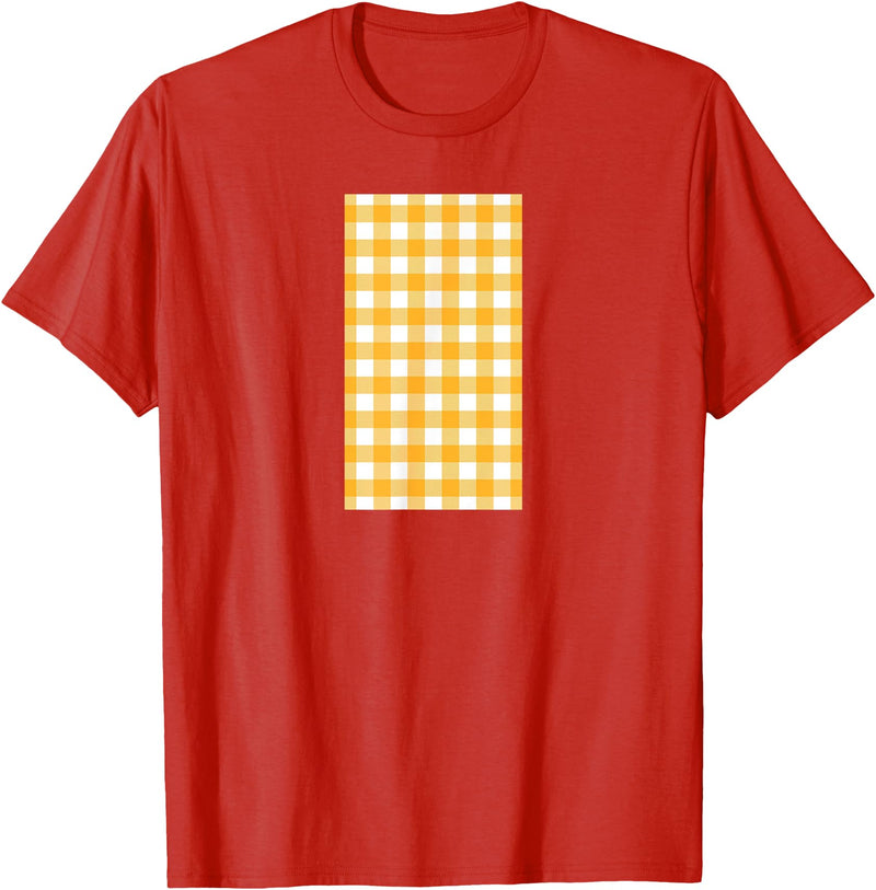 Buffalo Plaid and Checkered Squares Yellow Checkered Square Buffalo Plaid T-Shirt - Red