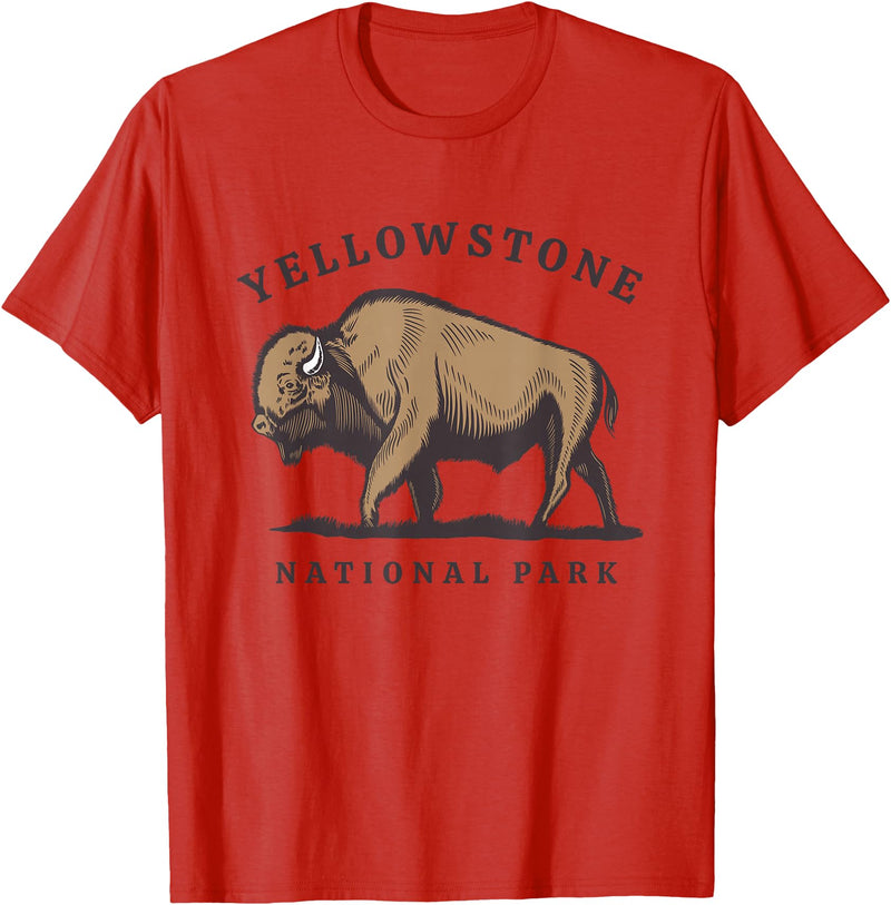 Yellowstone National Park Bison Clothing Co Yellowstone National Park Wyoming Buffalo Bison T-Shirt - Red