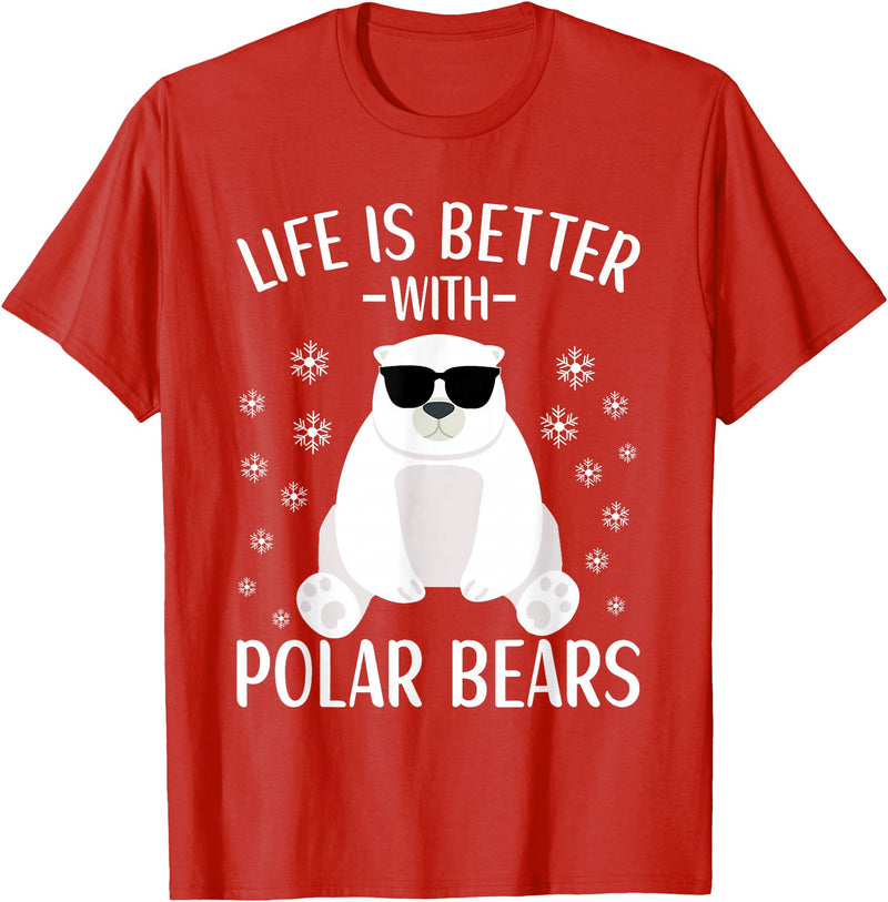 Polar Bears Accessories for Men Women & Kids Life Is Better With Polar Bears Cool Polar Bear for Kids T-Shirt - Red