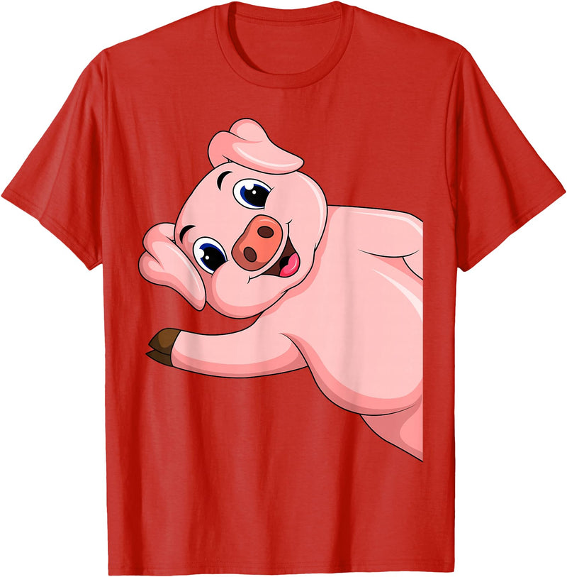 Funny Pig Lover & Owner Gift Ideas Pig Swine Kids Boys Girls Women T-Shirt - Red