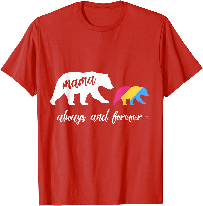 Cute Pansexual and Bisexual Mama Gift Tee Cute Pansexual Mama Bear T-Shirt - Red