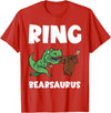 Funny Ring Bearer Wedding Ring Funny Ring Bearer Security Bear Dino Wedding Party Ring T-Shirt - Red