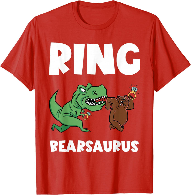 Funny Ring Bearer Wedding Ring Funny Ring Bearer Security Bear Dino Wedding Party Ring T-Shirt - Red