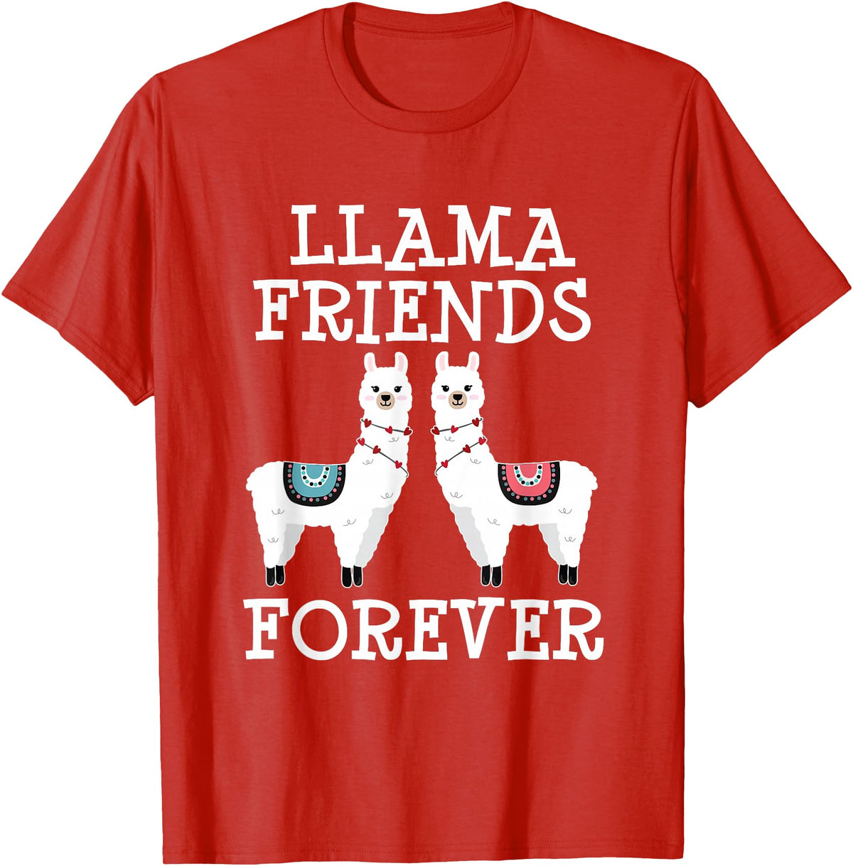 Llama Friendship Girls Llama Friends Girls Women Llama Friendship T-Shirt - Red