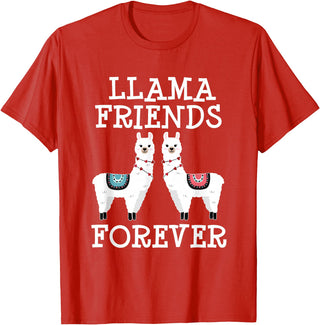 Llama Friendship Girls Llama Friends Girls Women Llama Friendship T-Shirt - Red
