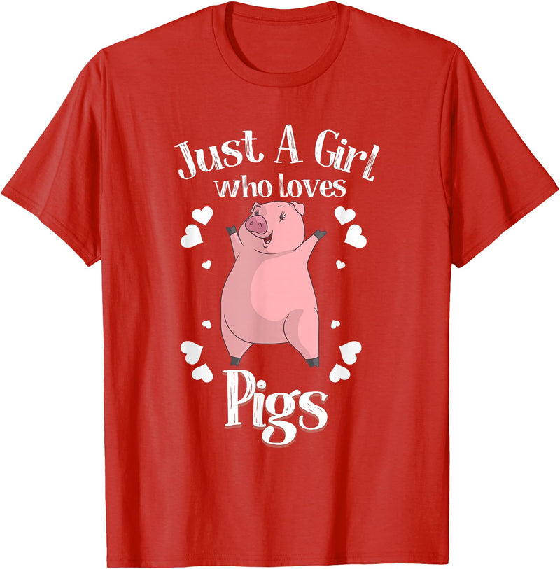 Cool Animal Farmers Year Of Pig Women Girl Designs Funny Just A Girl Who Loves Pigs Gift | Cute Mini Piggy Kids T-Shirt - Red