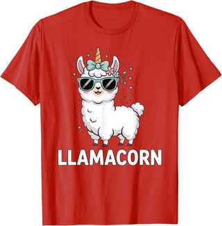 Funny Llamacorn Lover Llama Design Llamacorn Funny Llama Unicorn For Girls Kids Lover Llamacorn T-Shirt - Red