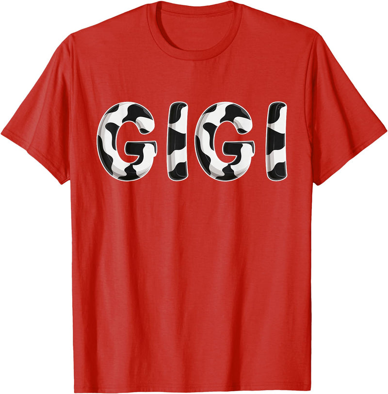 Cow Pattern Print Family Matching Birthday Shirts Cow Gigi Birthday Family Matching Mothers Day Boy Girl Farm T-Shirt - Red