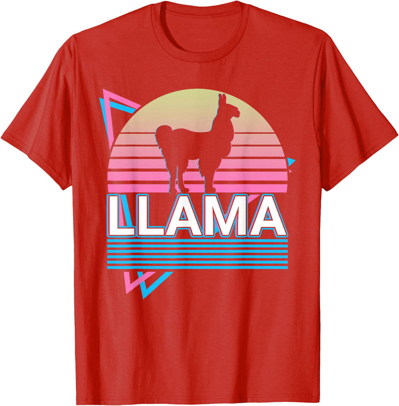 Llama Gifts Llama Alpaca Retro T-Shirt - Red