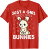 Just a Girl Who Loves Bunnies Kids Girls Rabbit Bunny T-Shirt in Red