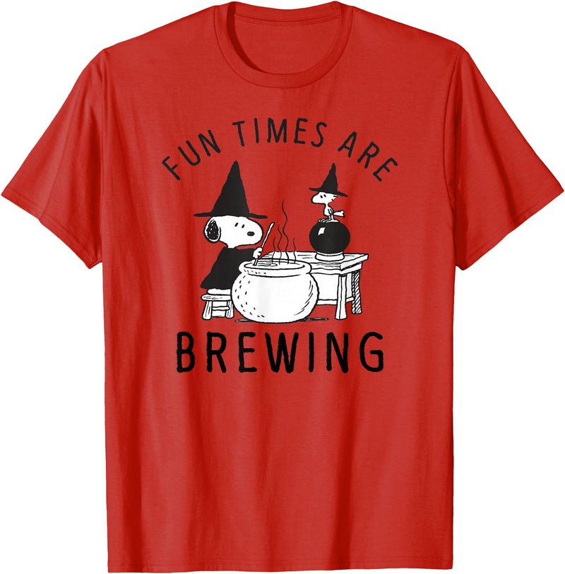 Peanuts Halloween Fun Times are Brewing T-Shirt - Red