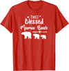 My Tribe Bear Shirts Twice Blessed Mama Bear With Two Baby Cubs Bear Shirt T-Shirt - Red