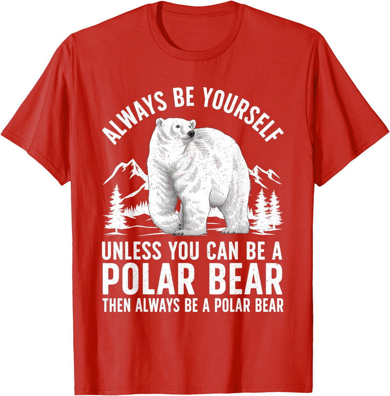 Polar Bear Gift Polar Bear Accessories & Stuff Cool Polar Bear Design For Men Women Animal Polar Bear Lover T-Shirt - Red