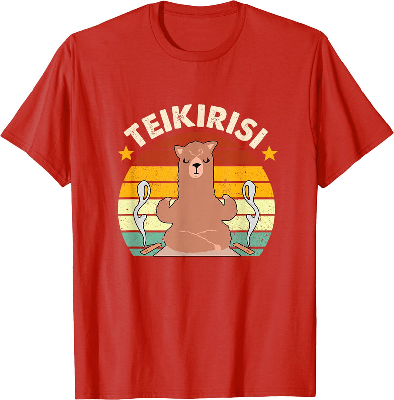 Teikirisi Take It Easy Funny Spanish Llama Latina Yoga T-Shirt - Red