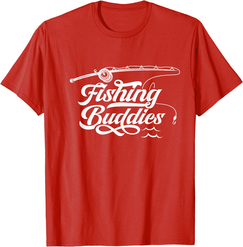 Friends Fish Team Favorite Fishing Buddy Unisex-Adults T-Shirt Black Small Regular Fit Short Sleeve Cotton 60% Polyester 40% Fishing Buddies Fisher Buddy Fisherman T-Shirt - Red