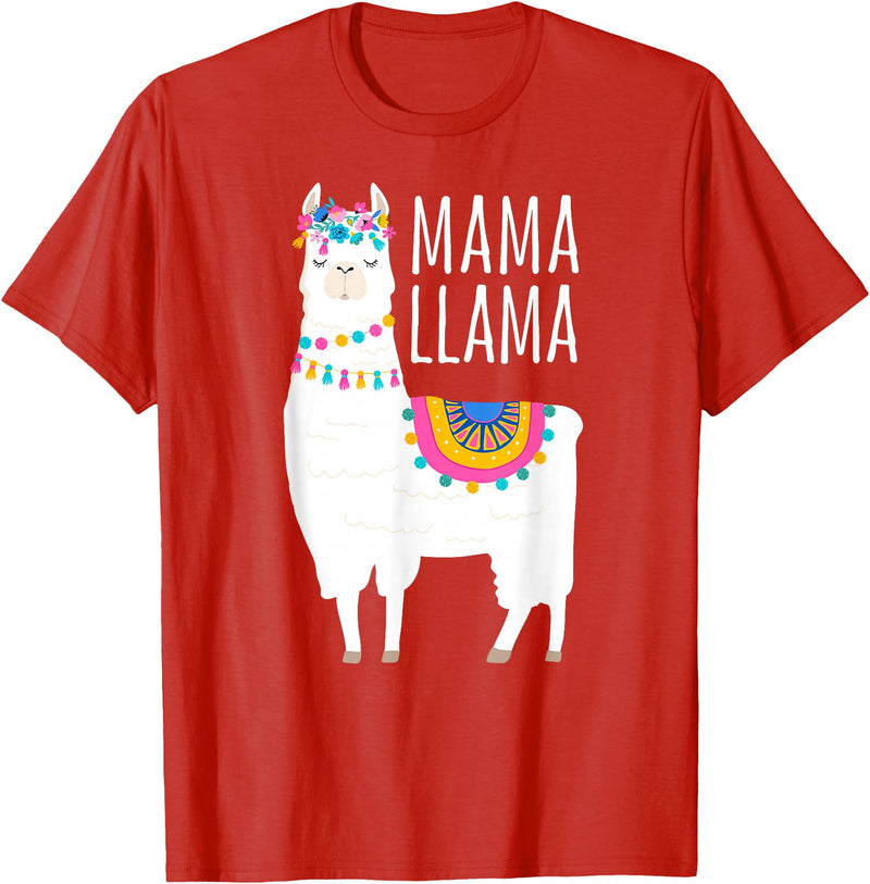 Mama Llama Lover Gifts by Memme Mama Llama Shirt for Women T-Shirt - Red