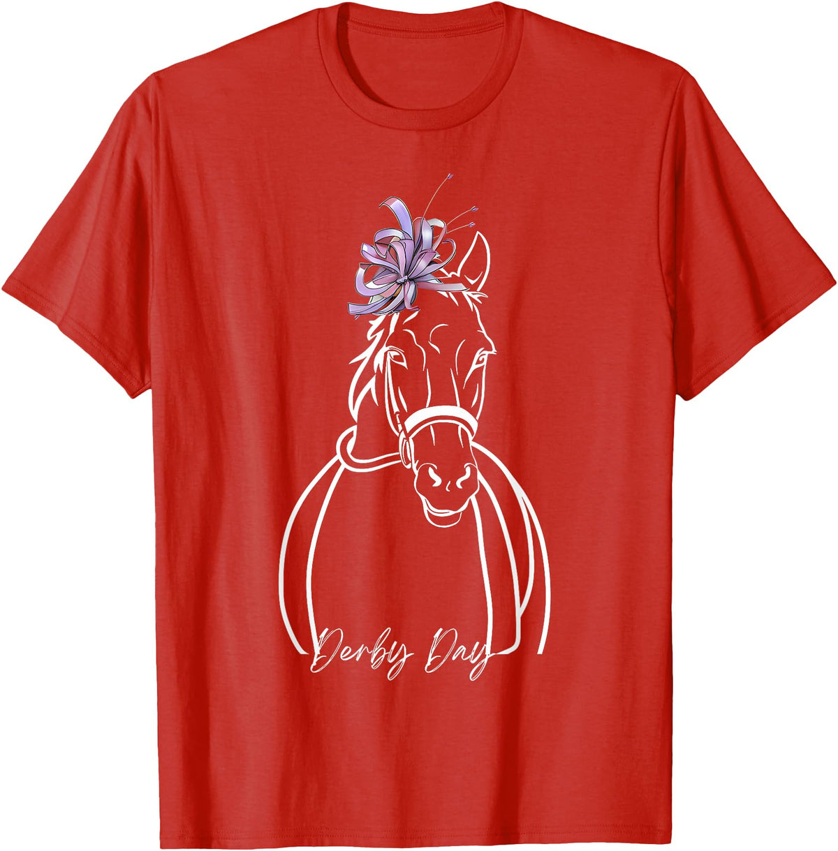 Funny Horse Racing Lover Derby Day Gift Women Derby Day Funny Horse Racing Floral Horse Equestrian T-Shirt - Red
