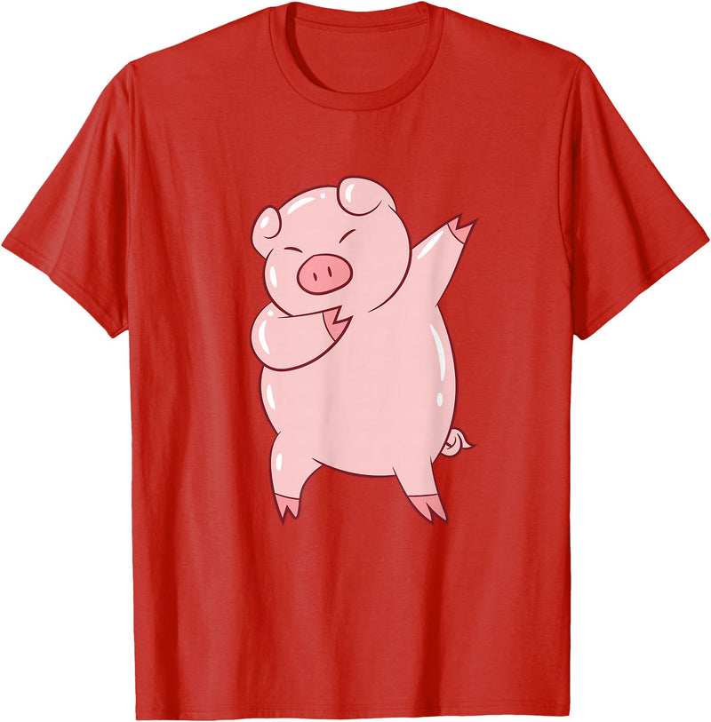 Cute Pig Tees Dabbing Pig Cute Pigs Dab Farmer Funny Pig T-Shirt - Red