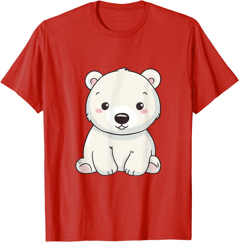 Polar Bears Shirts Cute Kawaii Polar Bears Lovers Gifts, White Bears T-Shirt - Red