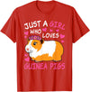 EDILILU Just A Girl Who Loves Guinea Pigs Cute Guinea Pig Lover T-Shirt - Red