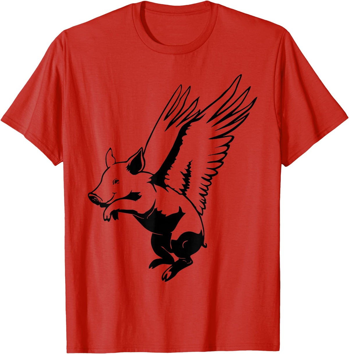 Flying Pig Funny Animals Flying Pig with Wings Fly Pig Lovers T-Shirt - Red