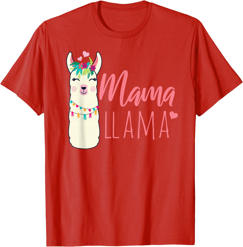 ADVENTURE ALPACA LLAMAS Designs MAMA LLAMA Funny Mother Lamas Meme T-Shirt - Red