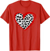 Cow Pattern Clothing for Cow Lover Heart Cow Print T-Shirt - Red