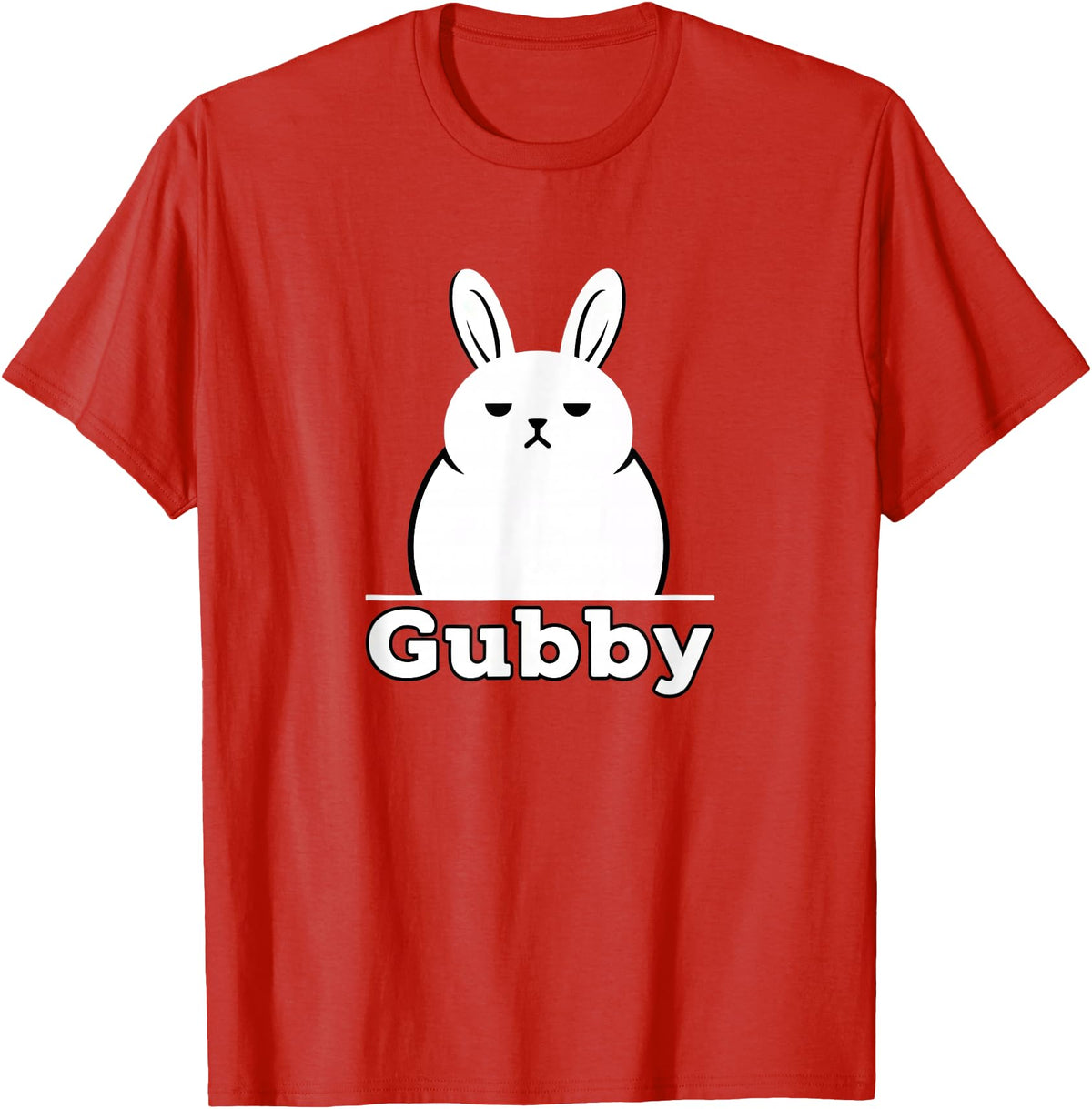 Gubby Rabbit Anime Funny Character Cute Grumpy Bunny T-Shirt in Red