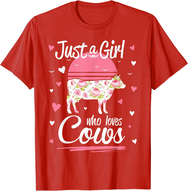Pack A Punch Just A Girl Who Loves Cows Shirt Vintage T-Shirt - Red