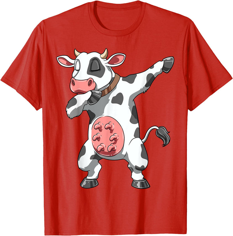 DabbingTastic Dabbing Cow Dab Cow Dancing Cow Farm Birthday Party T-Shirt - Red