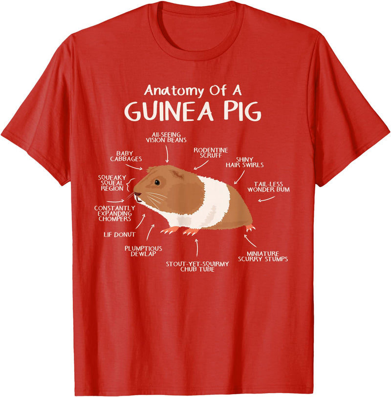 Guinea Pig Lover Cavy Owner Accessories Clothes Anatomy Of A Guinea Pig Cavy Lover Owner Stuff Piggy Peeg T-Shirt - Red