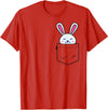 Bunny in Pocket Rabbit Lover Gifts for Women Men Kids T-Shirt (White) in Red
