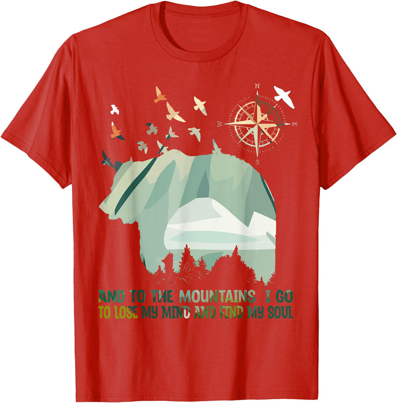 Camping Bears And To The Mountains I Go To Lose My Mind Camping Bear T-Shirt - Red