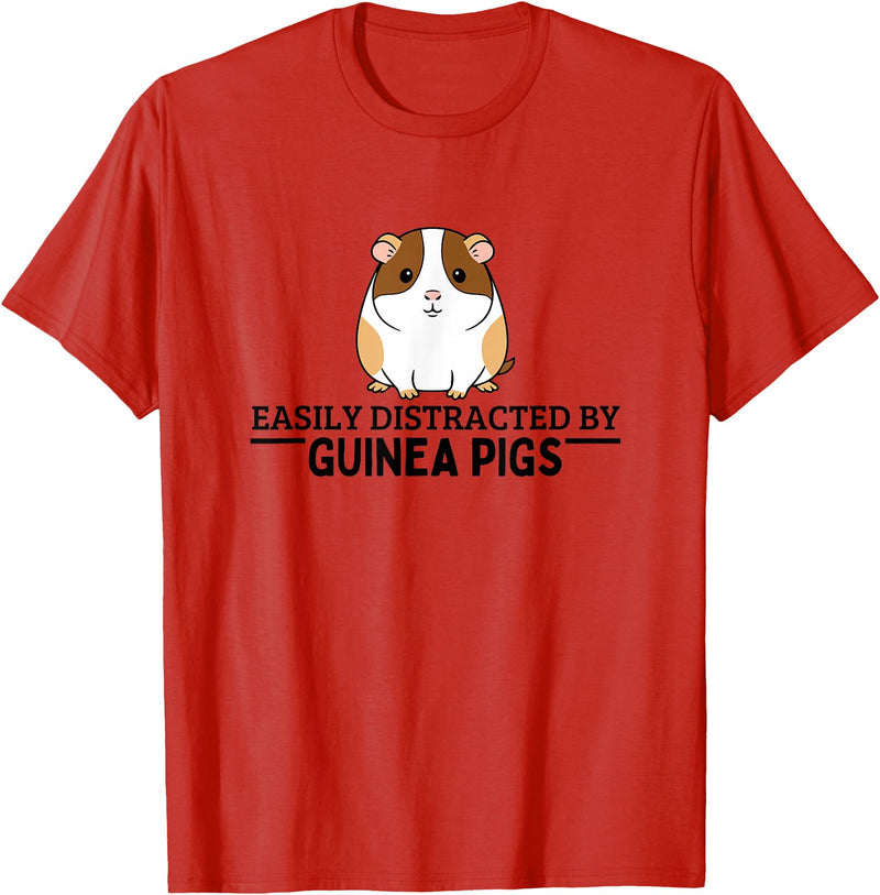 Guinea Pig Hideout Designs Easily Distracted by Guinea Pigs Funny Guinea Pig T-Shirt - Red