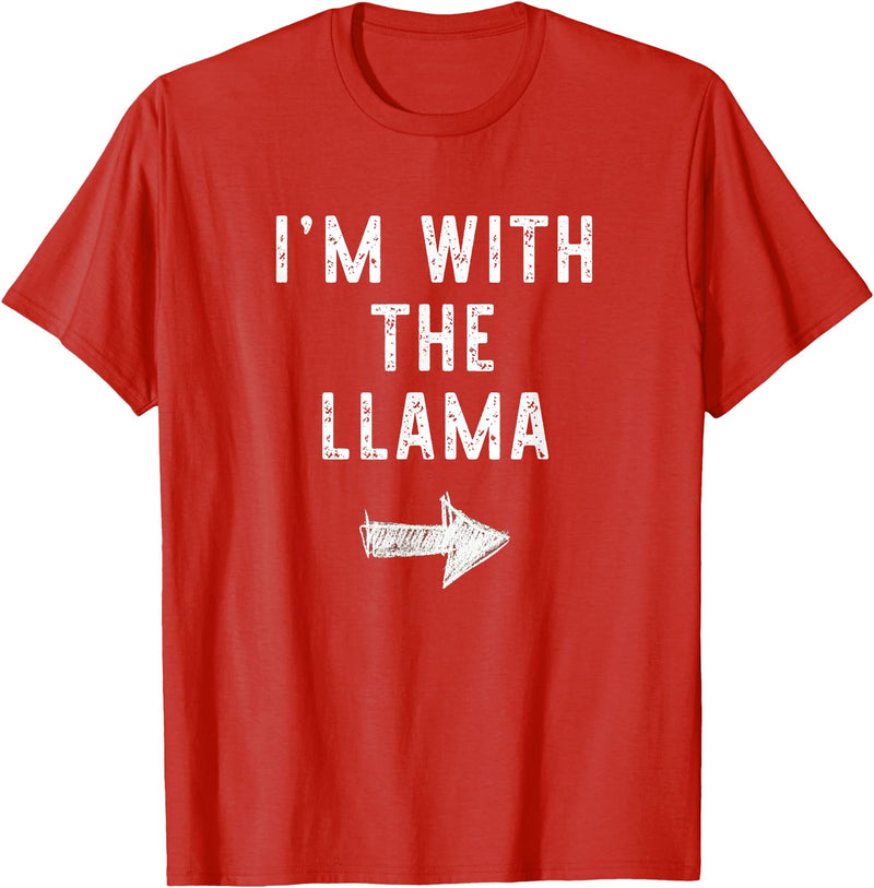 Im With The Llama Halloween Costume I’m with The Llama Funny Halloween Couple Costume T-Shirt - Red