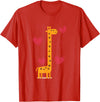 Giraffe Zoo Animal Africa Hearts Valentines Day Gift Idea Love Giraffe T-Shirt - Red