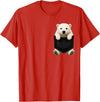 Funny Polar Bear in Pocket Polar Bear Lover Cute Pocket T-Shirt - Red