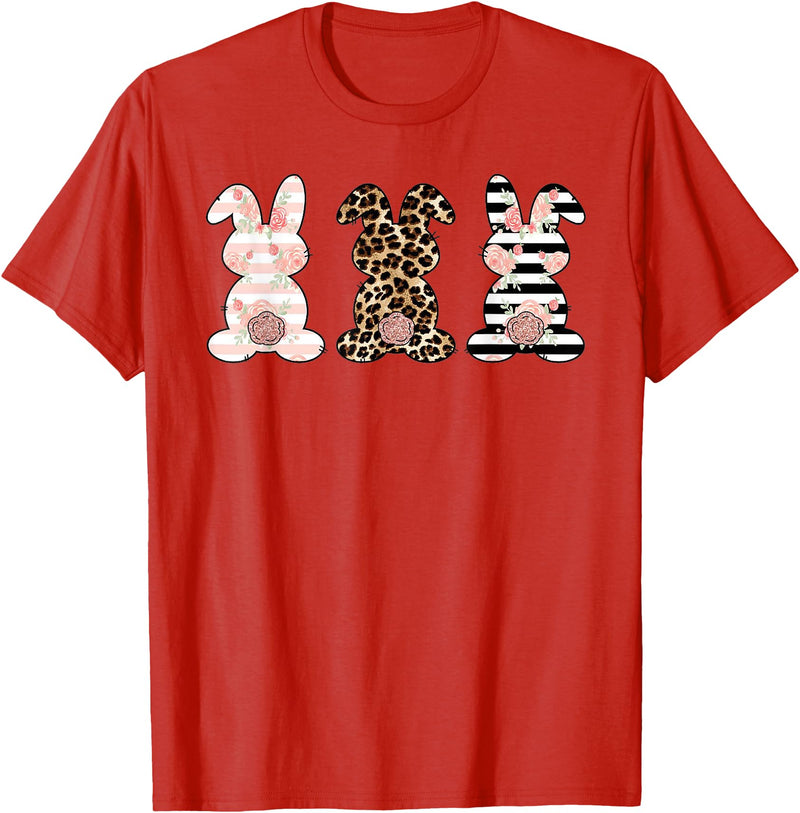Cute Rabbit Lover Bunny Graphic T-Shirt (Silver Grey) in Red