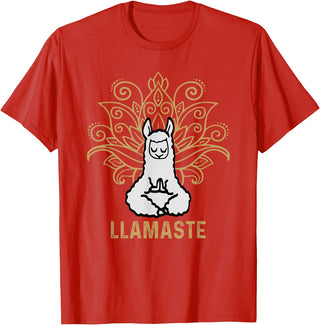 Lama Llamaste Family Summer Sport Yoga Gift Tees Llamaste Yoga Gift For Men Women Kids Lover Llama Yoga T-Shirt - Red