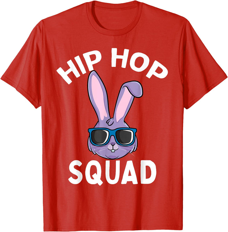 Hip Hop Squad Funny Happy Easter Bunny Rabbit Children Boys T-Shirt in Red