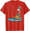 SubliminalFantasy Co. Llama Fishing Llama Fisherman Boat Fishing Lovers T-Shirt - Red